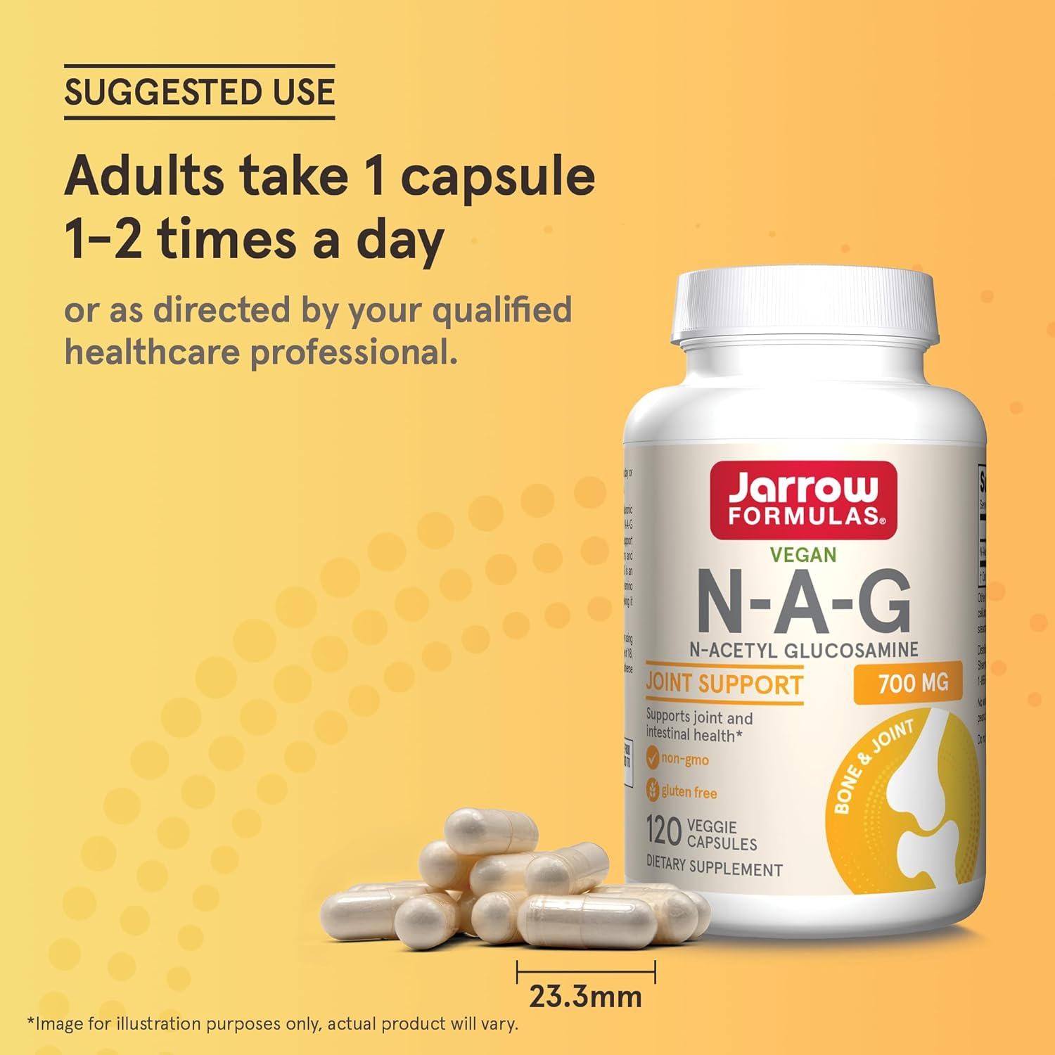 Jarrow Formulas N-A-G 700 mg, N-Acetyl Glucosamine, Acetylated Form of for Bone