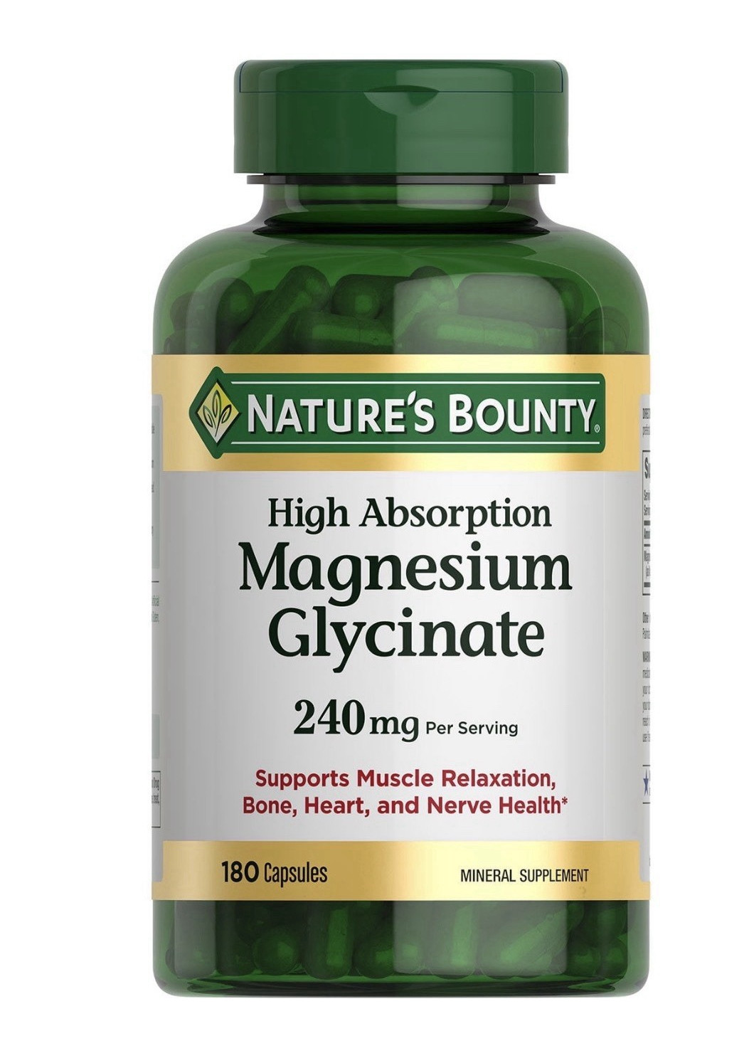 Nature’s Bounty High Absorption Magnesium Glycinate 240mg Muscle Heart 180