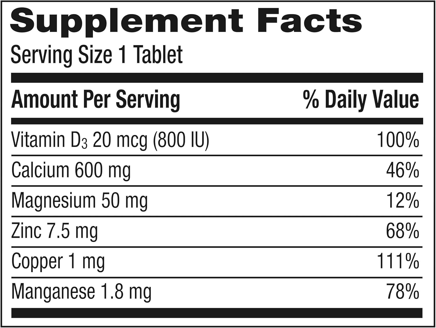 600 plus D3 plus Minerals Calcium and Vitamin D Supplement Tablets, Bone Health