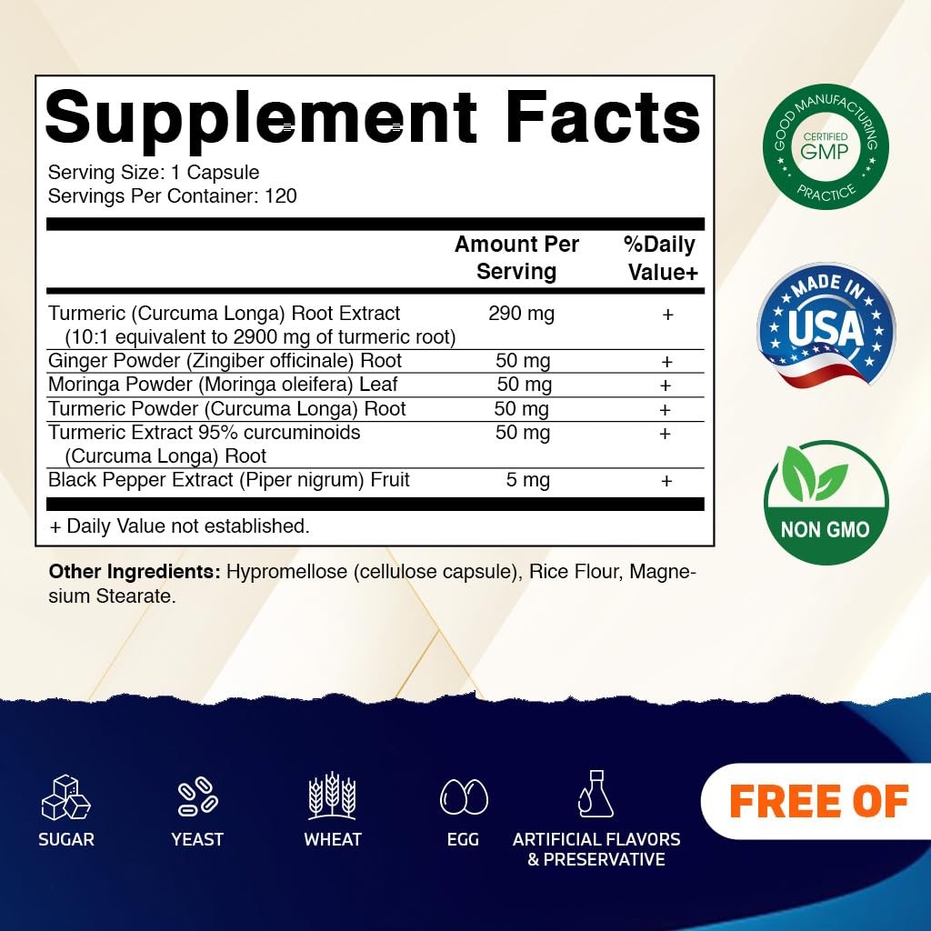 Vitamatic Turmeric Curcumin 3000mg 10:1 Supplement 120 Veg Capsules