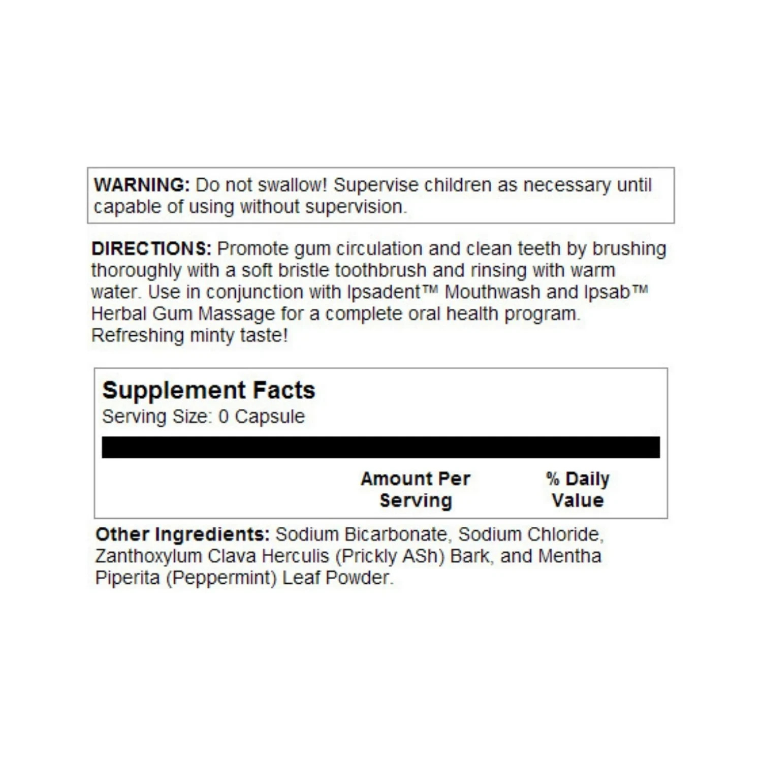 Heritage Store IPSAB Tooth Powder Original Peppermint 4 oz Each (Pack of 4)