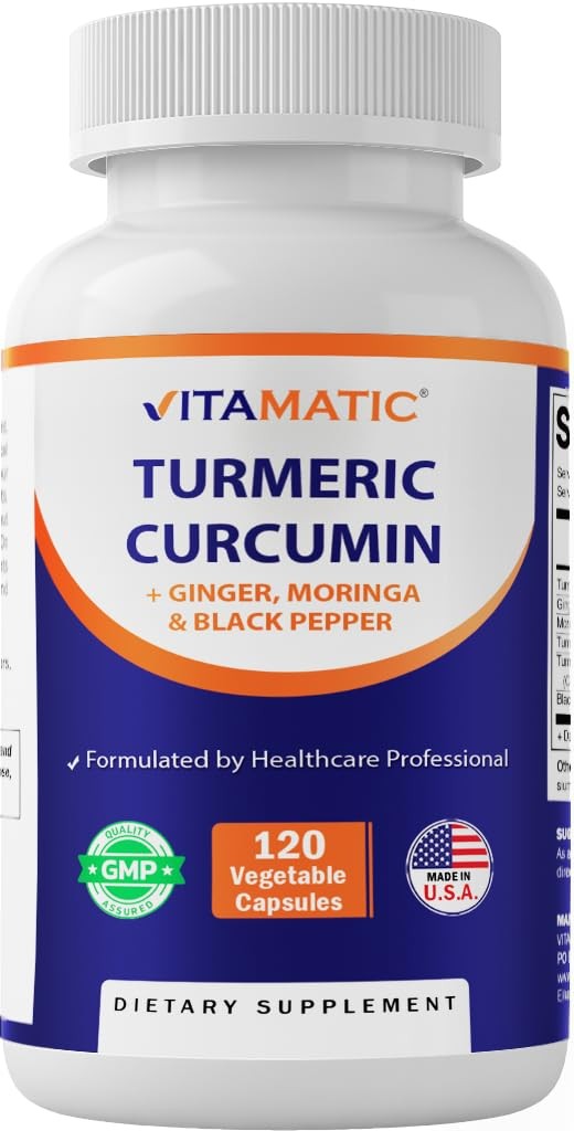 Vitamatic Turmeric Curcumin 3000mg 10:1 Supplement 120 Veg Capsules