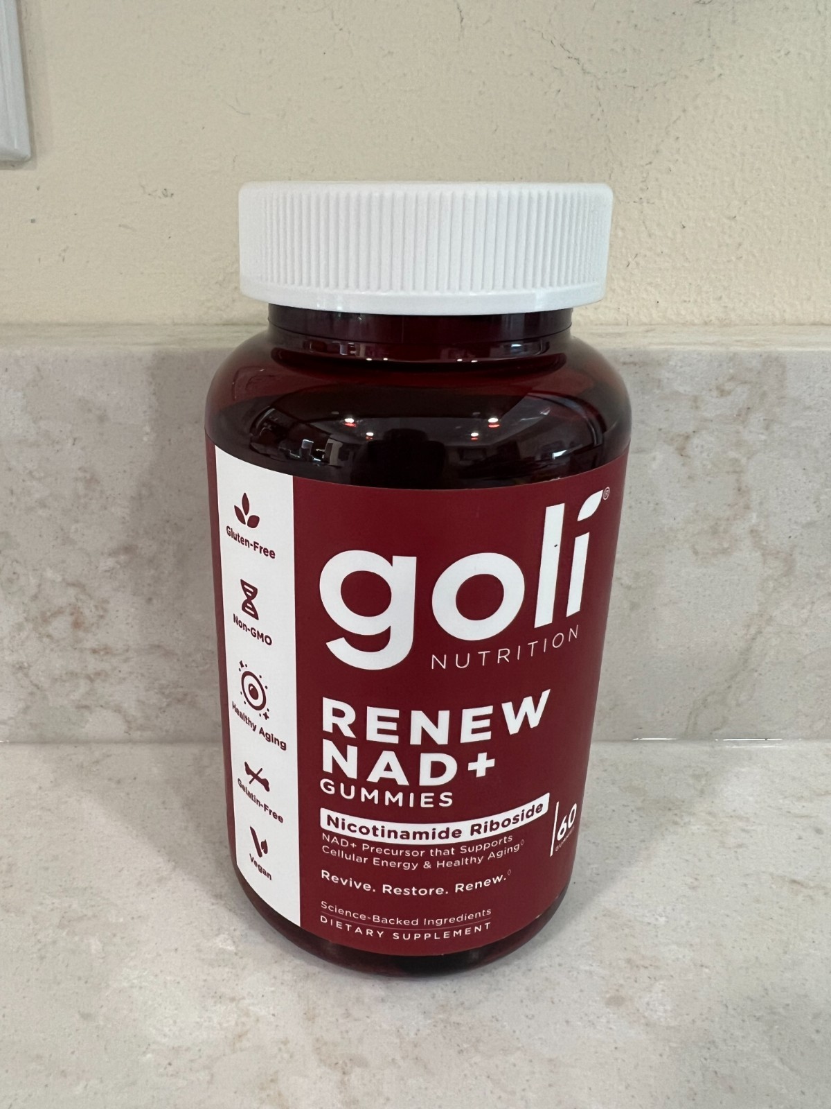 Goli World’s First Renew NAD+ 60 Count – Nicotinamide Riboside (NR) EXP. 8/2027