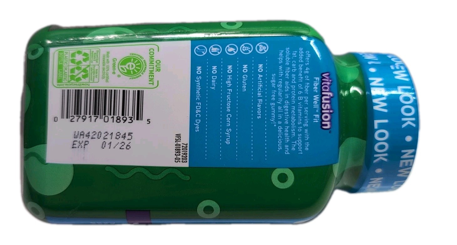 Vitafusion Fiber Well Fit Sugar Free Digestive Health 90 Gummies Exp: 01/2026