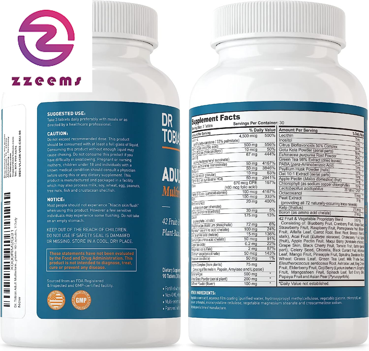 Adult Multivitamin for Women & Men, Energy & Immune Support from 42 Fruits & Veg