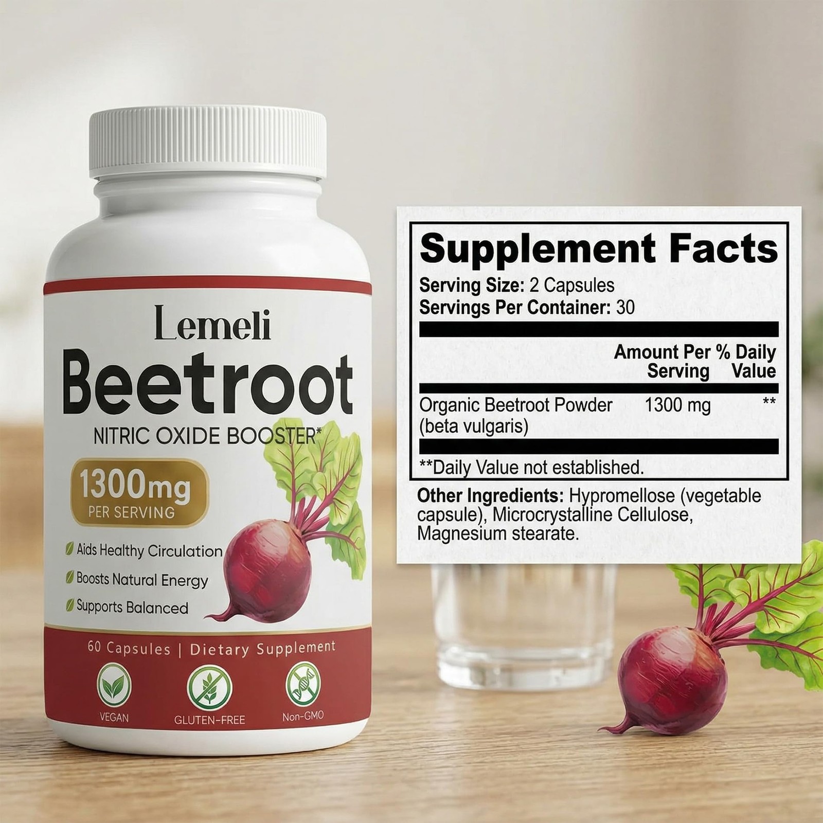 Lemeli Beet Root Capsules, Lemeli Beet Root Supplement 60 Capsules