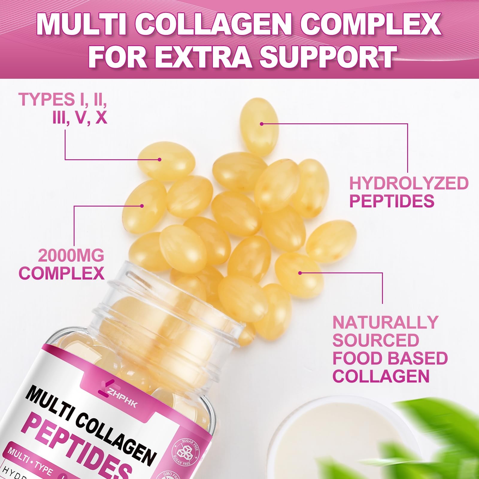 HK Multi Collagen Peptides for Women 2000mg 120 Count (Pack of 1)