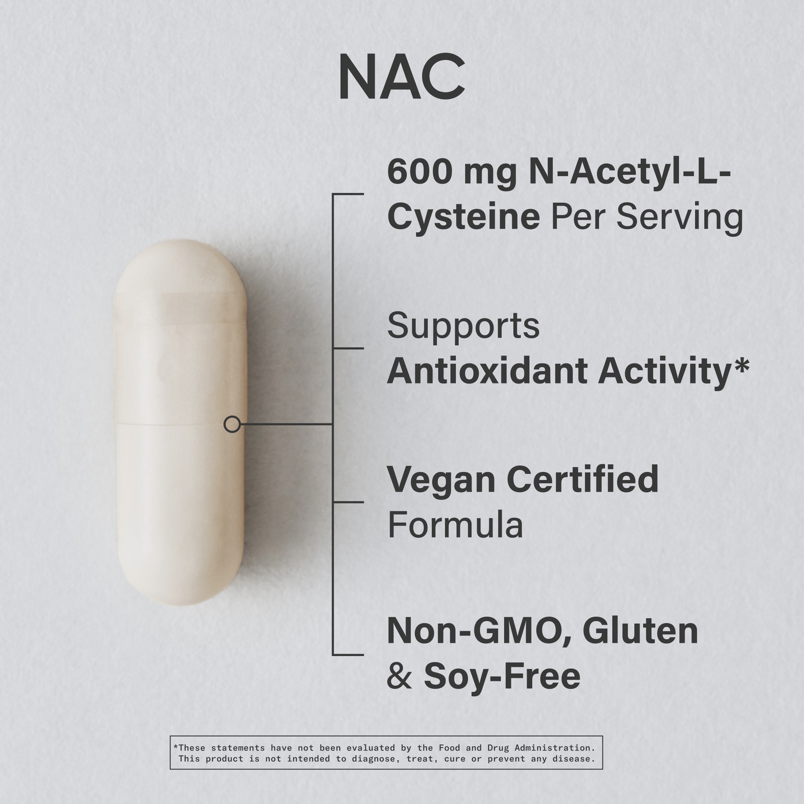 NAC (N-Acetyl Cysteine) 600mg Supports Antioxidant Detoxifying Lung Health 90 Ct