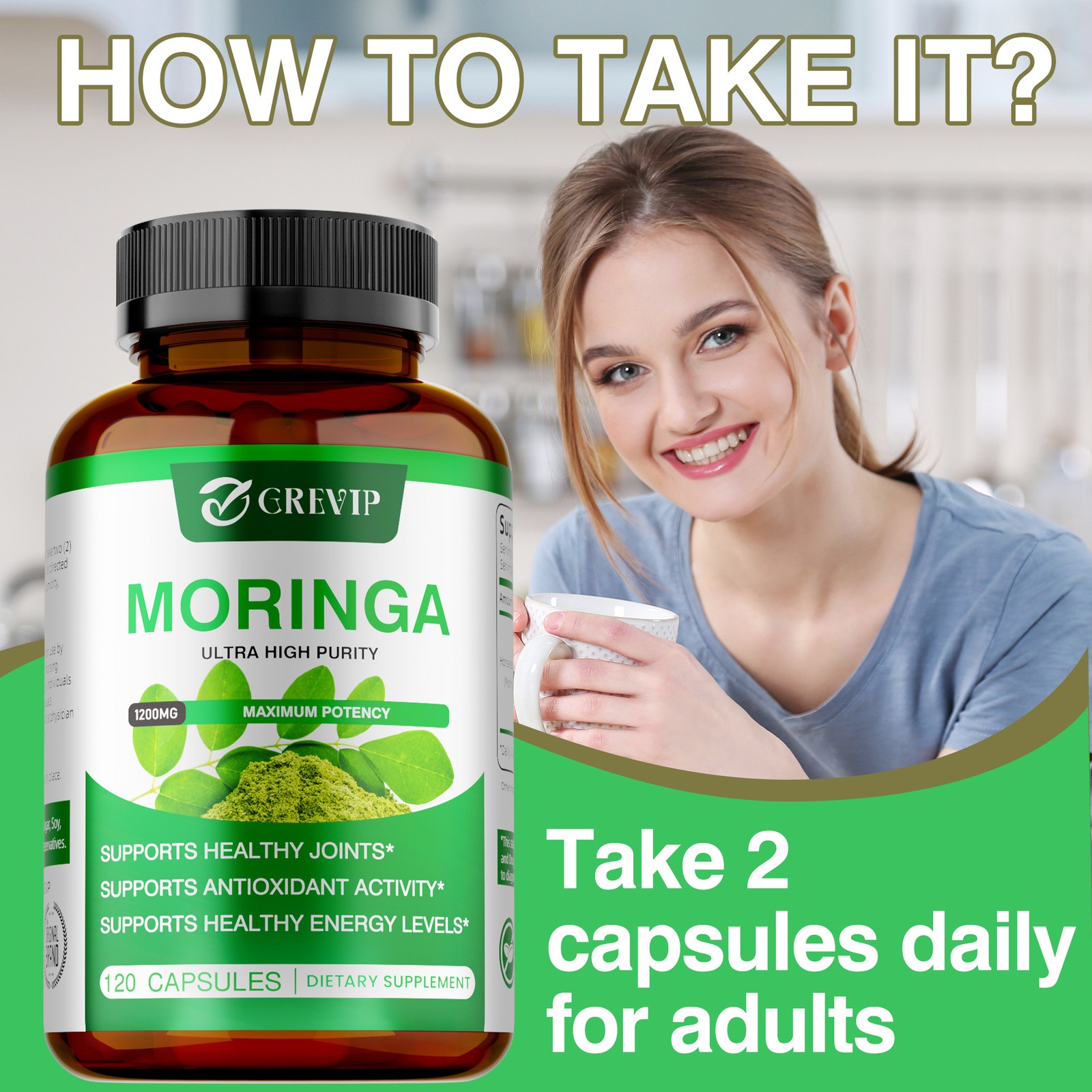 Moringa 120pcs – Supports Immunity, Healthy Skin, Joints, Hair, Metabolism