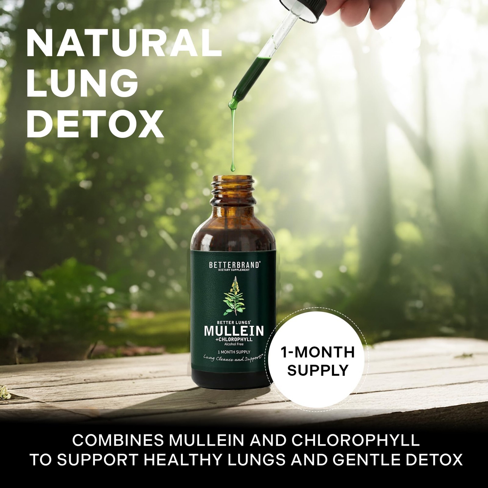 Mullein Leaf Tincture with Chlorophyll 60ml Betterbrand Drops Lung Detox Helps