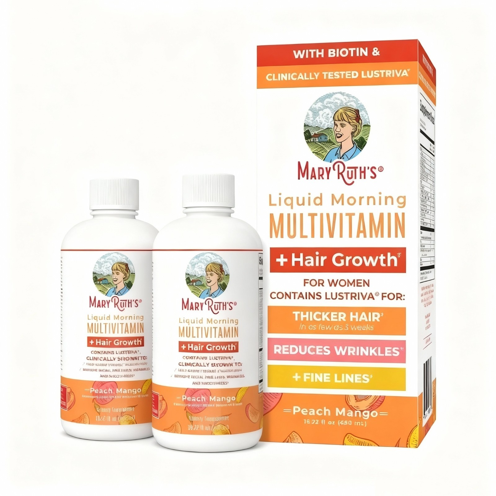 Mary Ruth’s Liquid Morning Multivitamin 15.22oz Scalp Growth Peach Mango