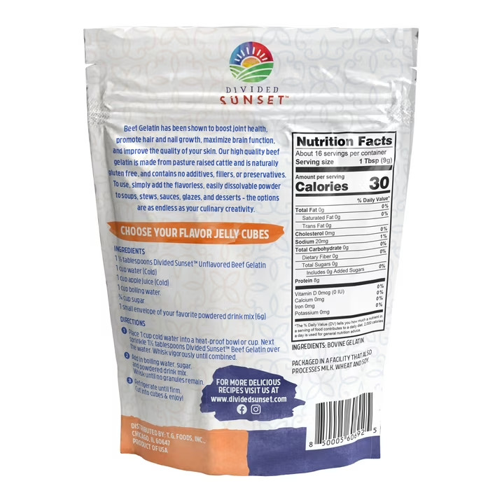 Divided Sunset, Unflavored Beef Gelatin Powder, 5 oz (142 g)