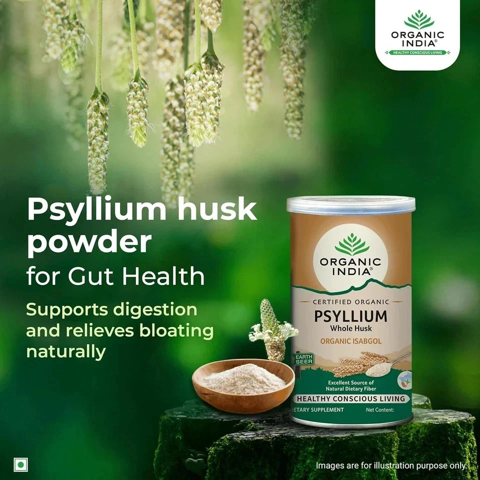 3 X Organic India Isabgol Whole Psyllium Husk Dietary powder 100gm (pack of 3)