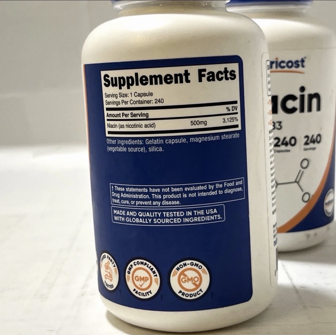 LOT OF 2 – Nutricost Vitamin B3 NIACIN 240 Caps 500 Mg – Exp 02/2028