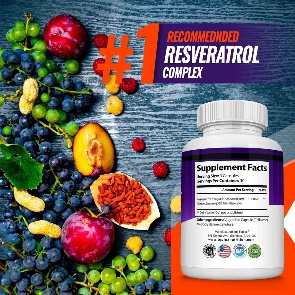 1800mg Resveratrol Supplement Antioxidant Complex – Highly Potent Natural Pills