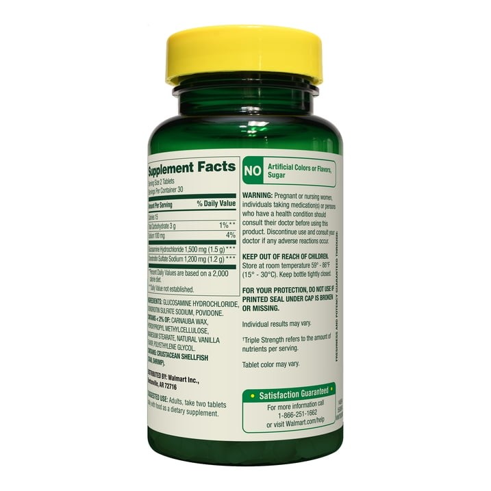 Spring Valley 3X Glucosamine Chondroitin for Joint Health Tablets, 60 Count