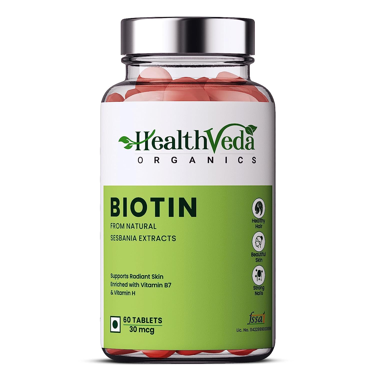 Health Veda Organics Biotin For Healthy Hair, Beautiful Skin, & Nail Growth