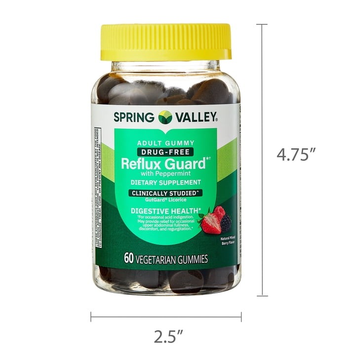 Spring Valley Reflux Guard Peppermint Mixed Berry Gummies, 60 Count