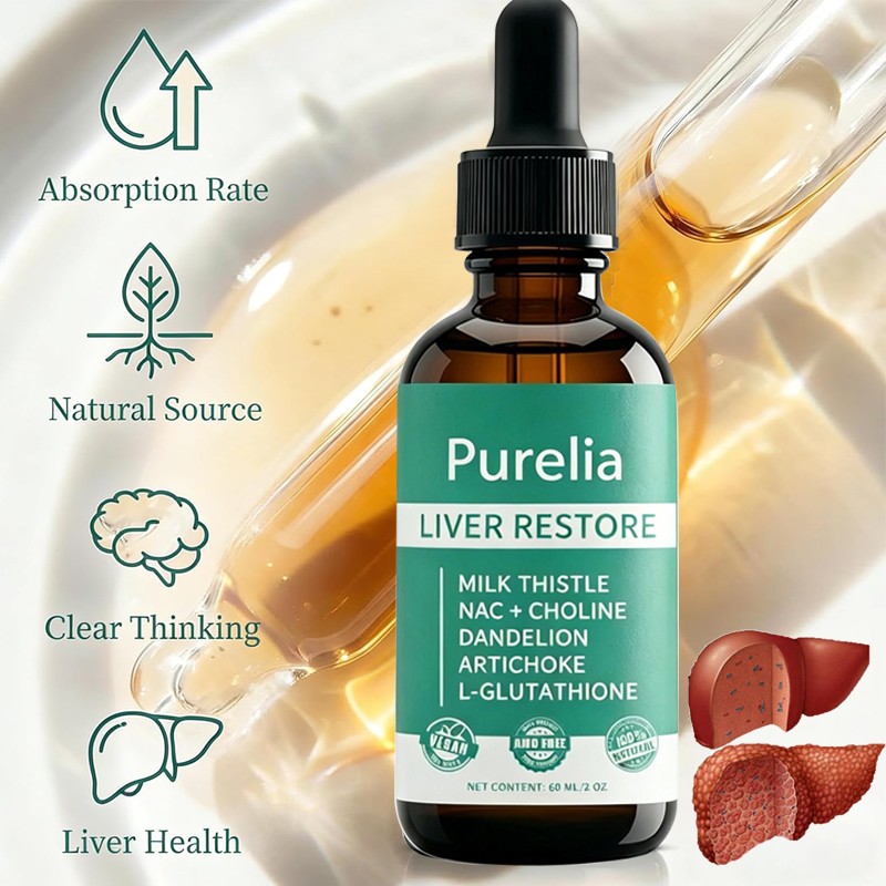 Purelia Liver Restore Drops -Complete Liver Support Supplement With Milk Thistle