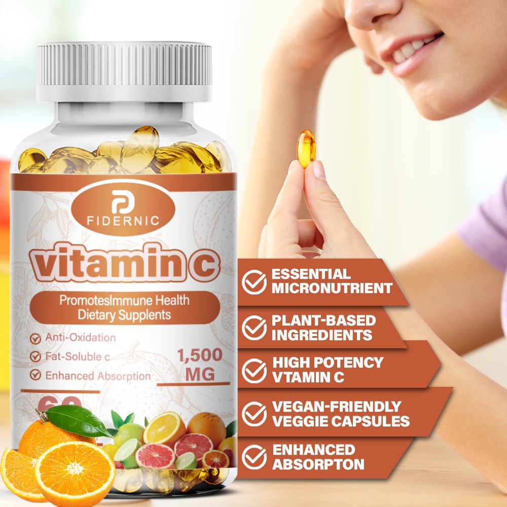 1500mg Vitamin C Capsules Powerful Antioxidant Supports Immune System Health