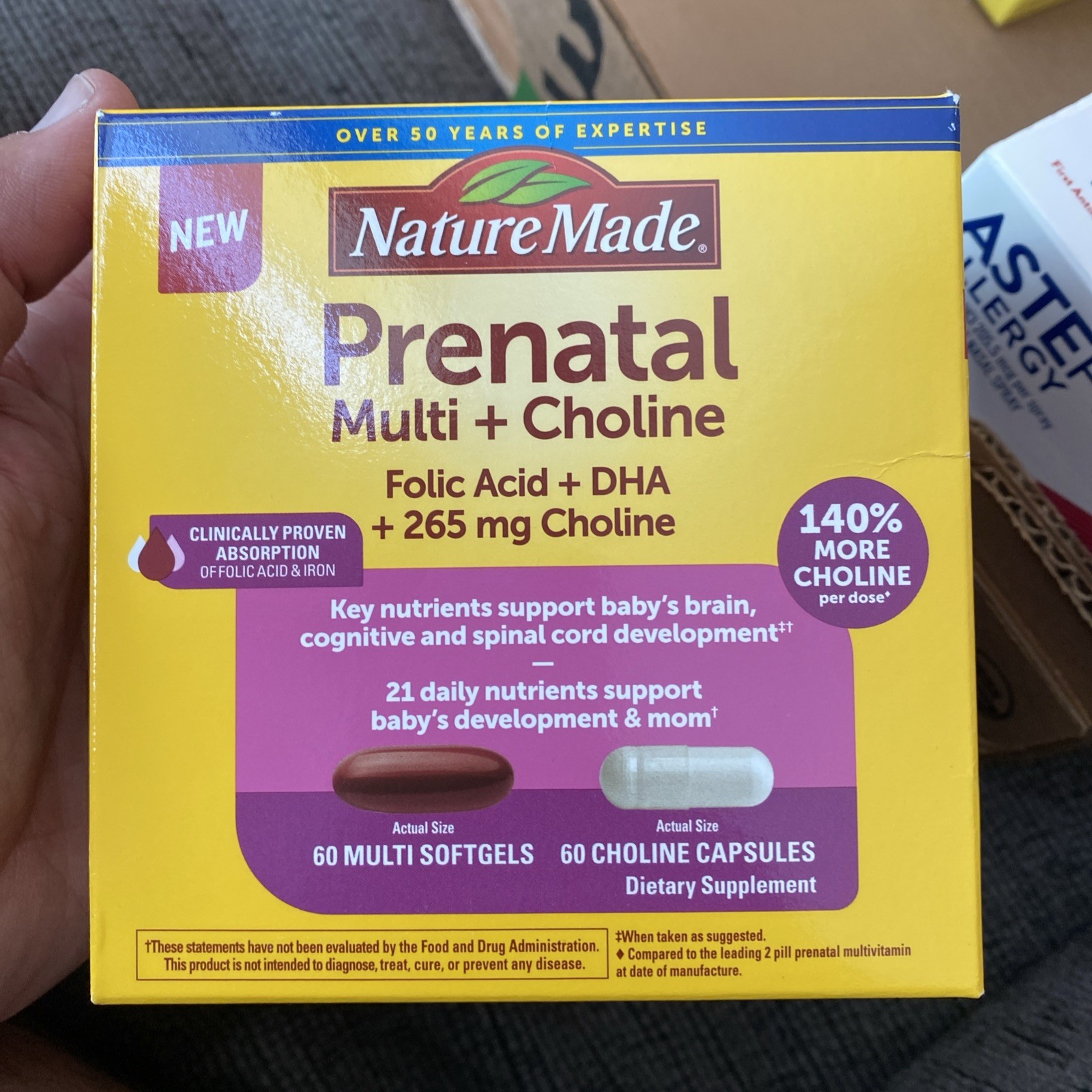 NatureMade Prental Multi+Choline w Folic Acid+DHA+ 265mg Choline 140 Total 10/25