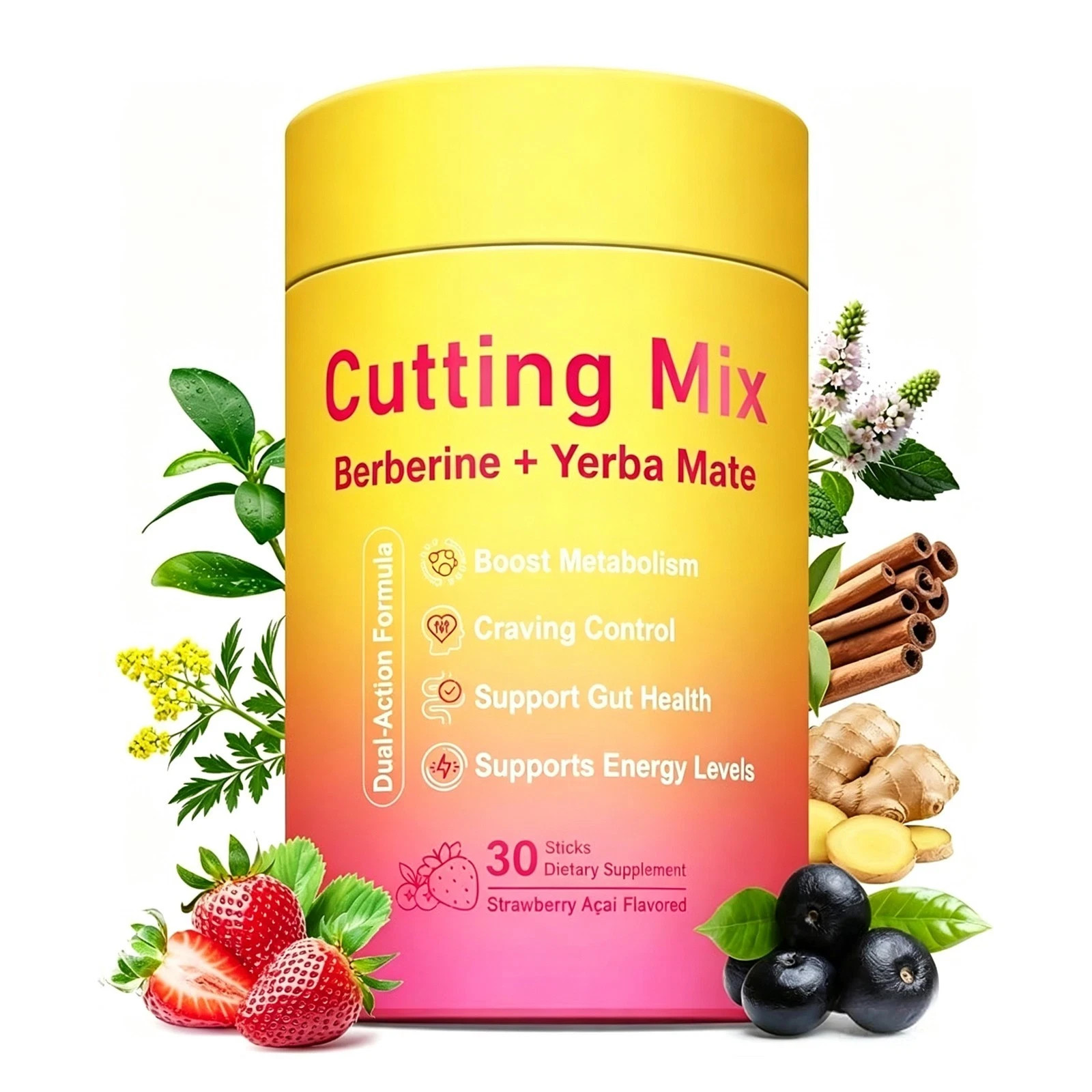 30 Stick Packs LeeFar Cutting Drink Mix – Berberine, Chromium,5-HTP, Yerba Mate
