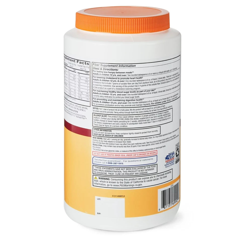 Equate Daily Fiber Orange Smooth Fiber Powder, 48.2 Oz FREE SHIPPING