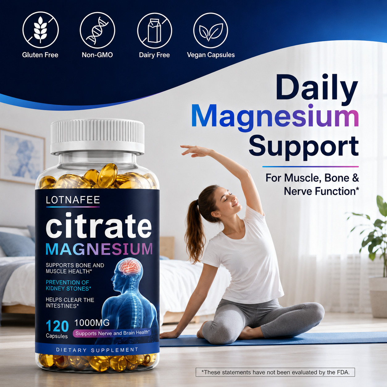Magnesium Citrate 1000mg Capsules Super Strong Effective Capsules 120 Softgels