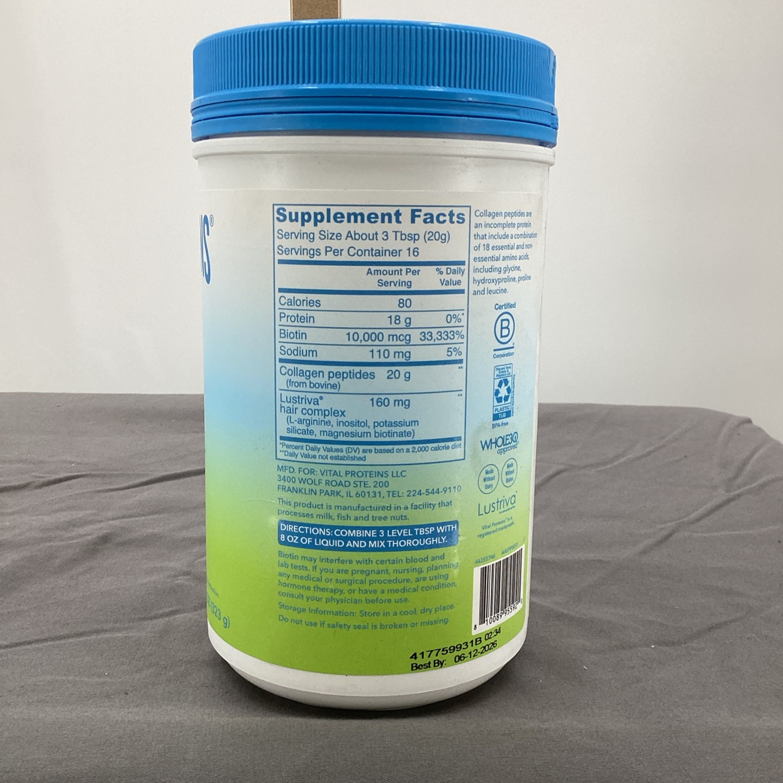 Vital Proteins Hair Complex 11.4 oz Brand New & Sealed BBD 06/2026
