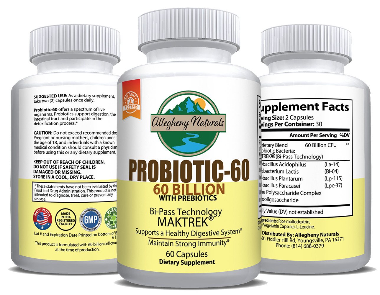 Allegheny Naturals 60 Billion CFU Probiotic w/ Prebiotics