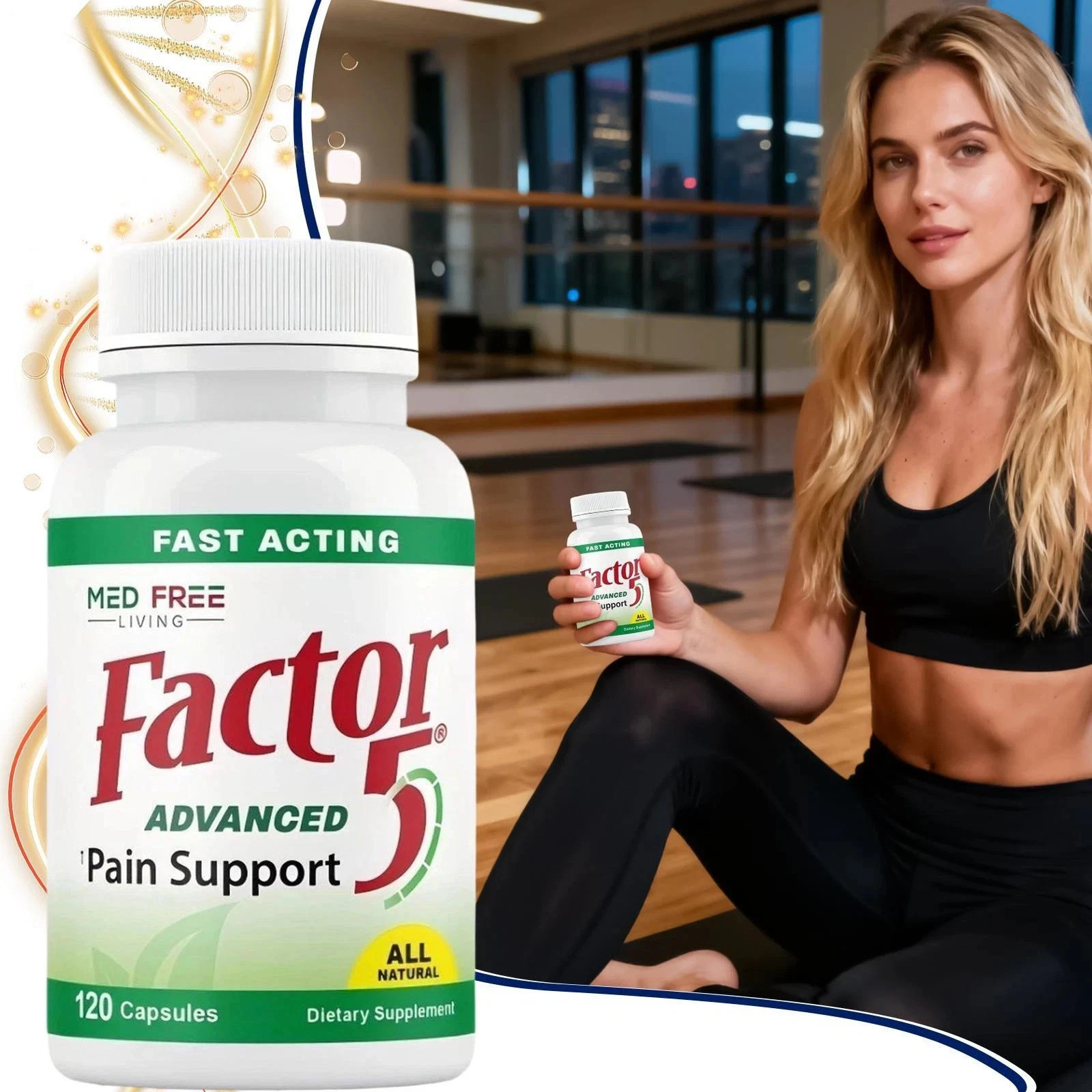 3PC Med Free Living Factor 5 Organic Joint & Muscle Support Complex 120 Capsules