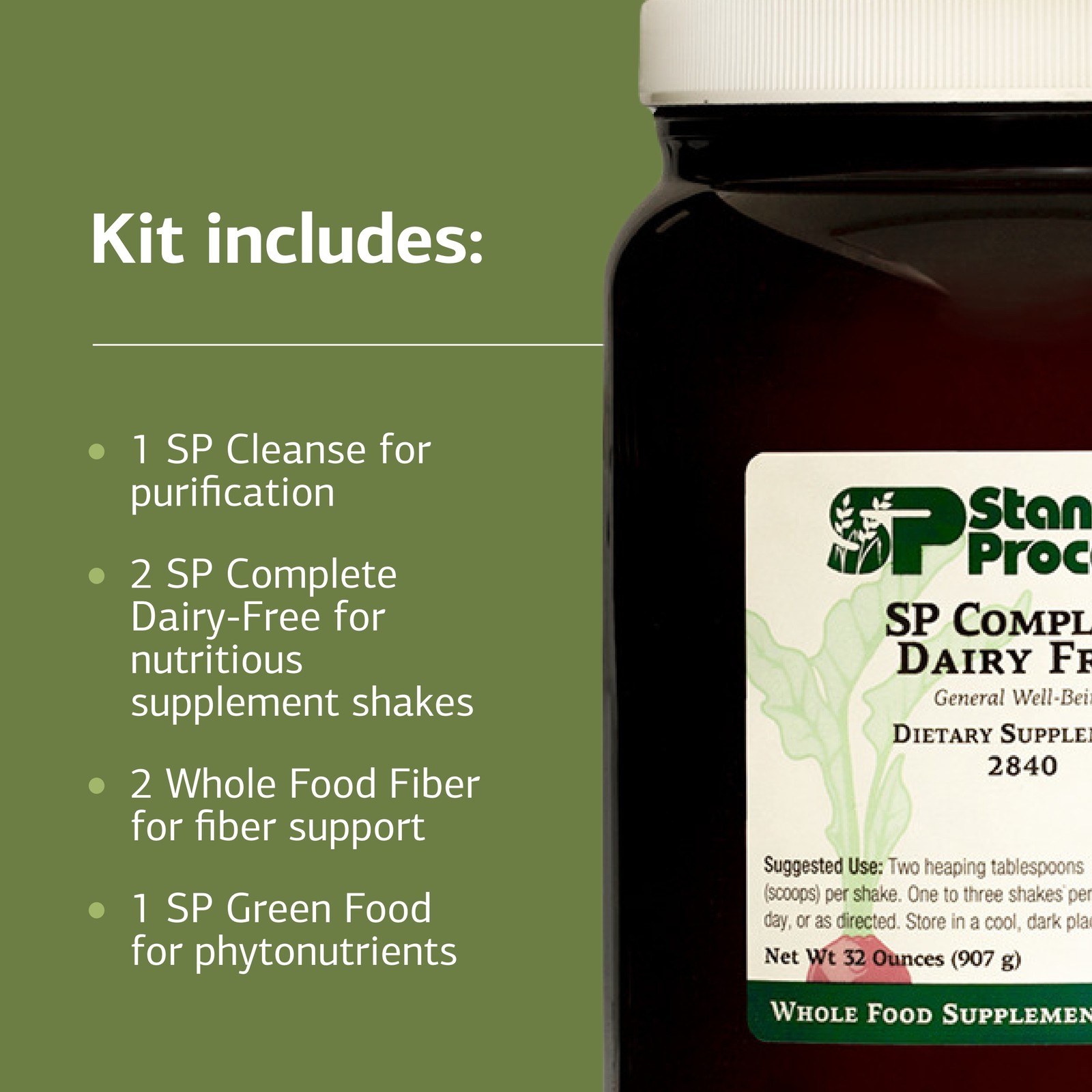 Standard Process 21-Day Detox Kit with Dairy Free SP Complete and Whole Fiber