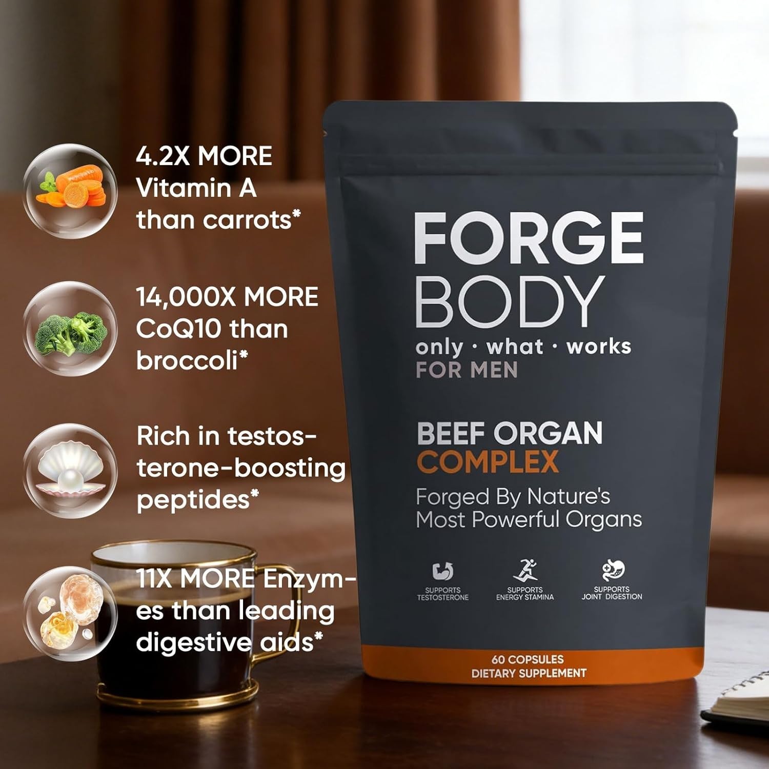 Forgebody Beef Organ Complex Capsules, Grass Fed & Pasture Raised – Total Body W