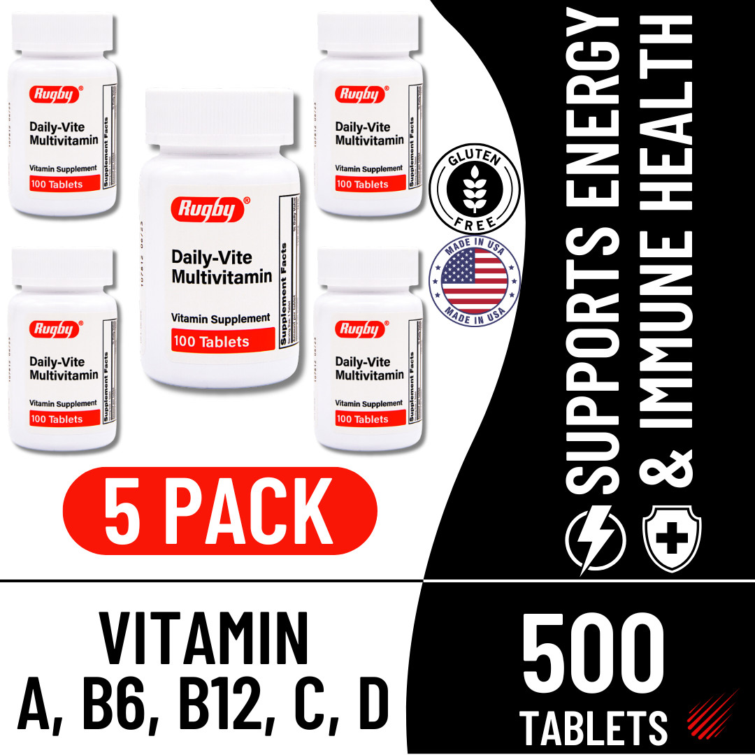 Rugby Daily-Vite Multivitamin – 100 Tablets | Gluten Free 8-2025 (5 Pack)
