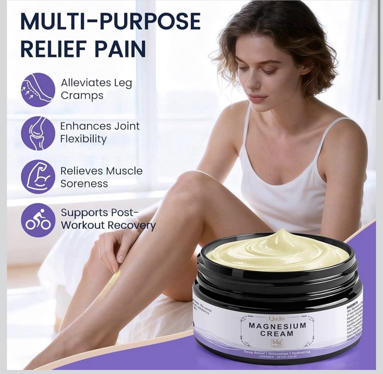 QUELTIS Magnesium Cream, Lotion for Sleep, 3.53 Ounce (Pack of 1)