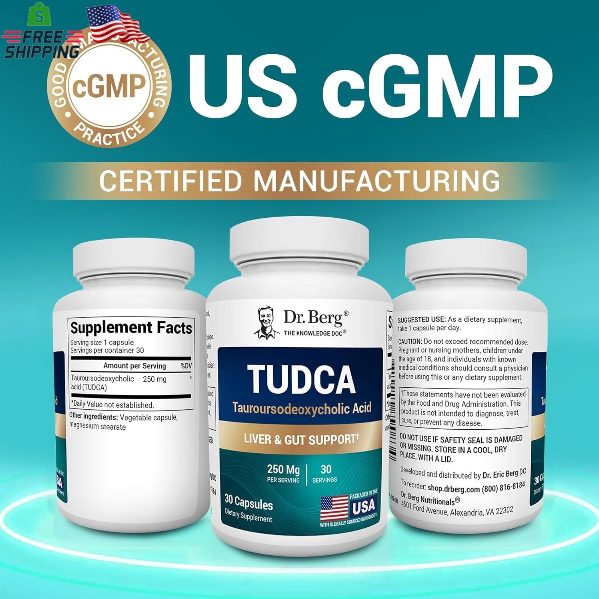 Dr. Berg TUDCA Supplement (Tauroursodeoxycholic Acid) – strong Formula for Liv
