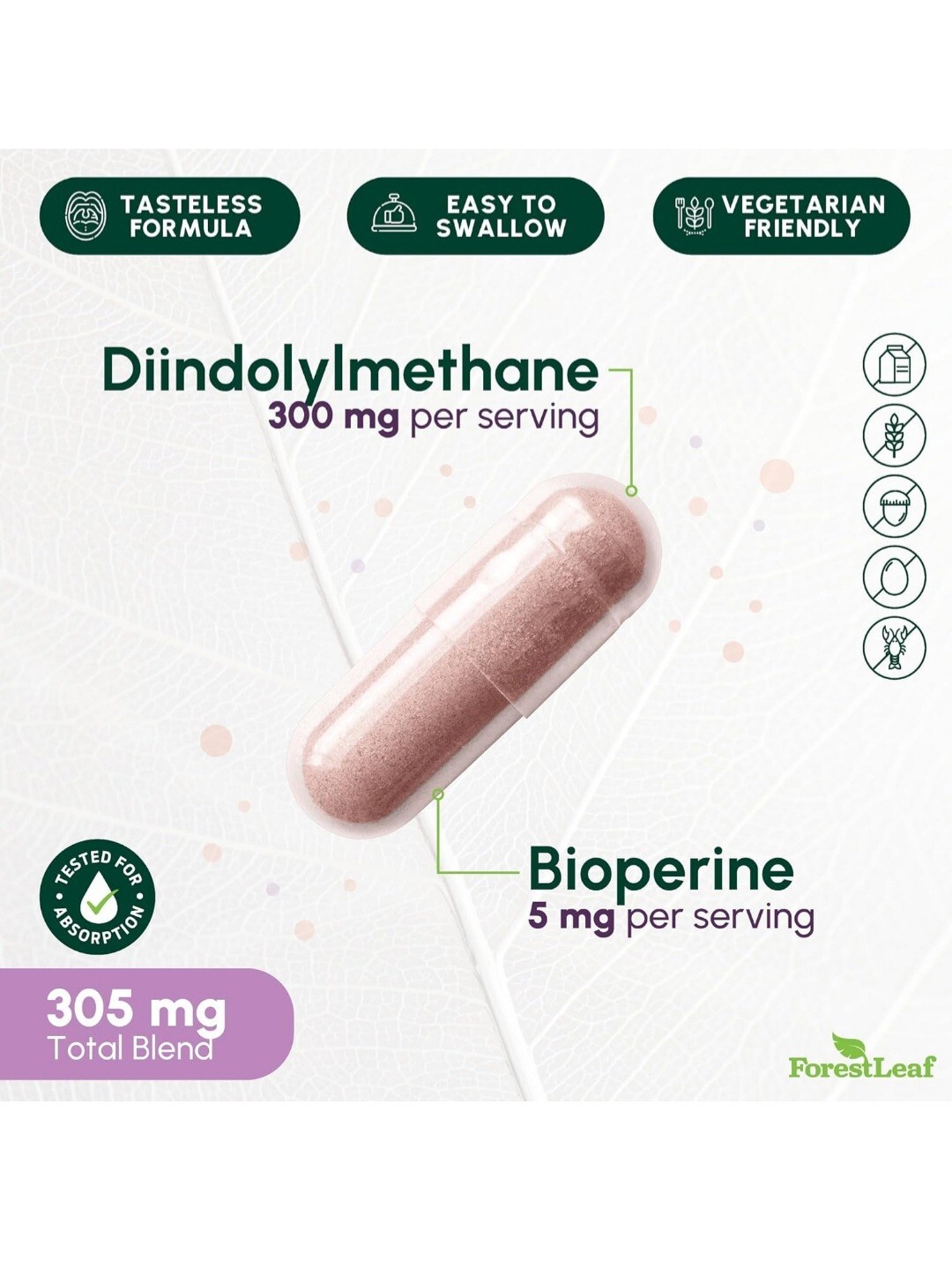 DIM (Diindolylmethane) 300mg – with BioPerine, for Metabolism & Hormone Balance