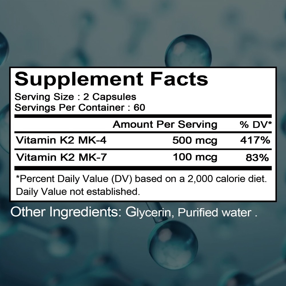 Vitamin K2 MK-4 + MK-7,Bones, Heart Support Supplements 30/60/120 Capsules