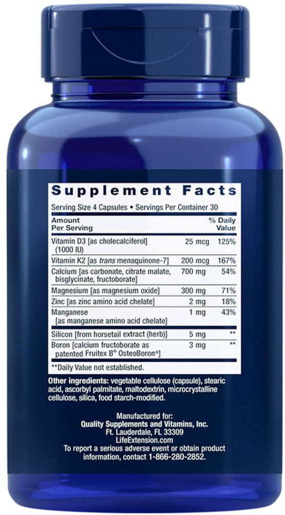 BONE RESTORE CALCIUM SUPPLEMENT with VITAMIN K2 600 Capsule LIFE EXTENSION