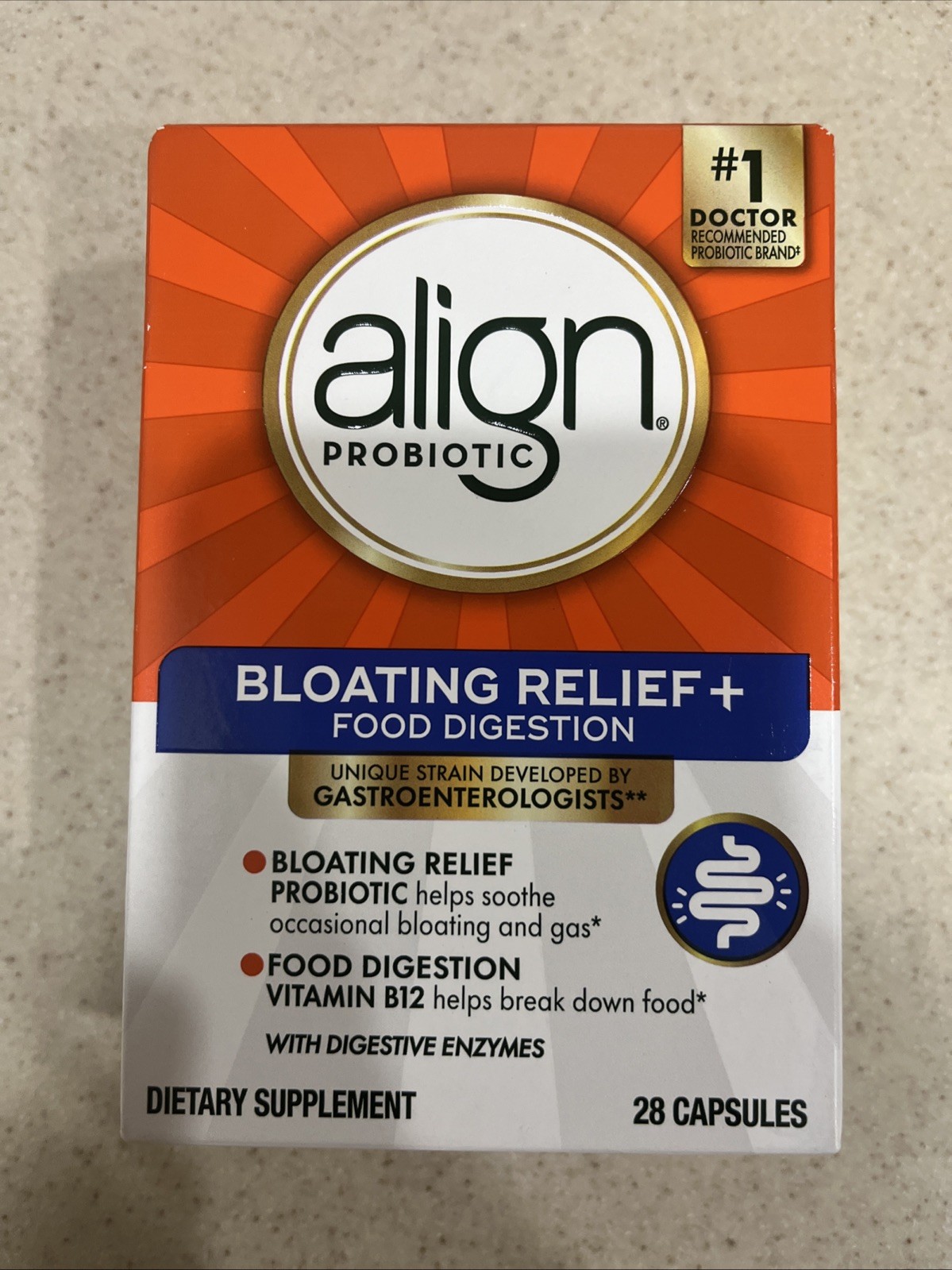 Align Probiotic Bloating and Gas Relief and Food Digestion – 28 Capsules