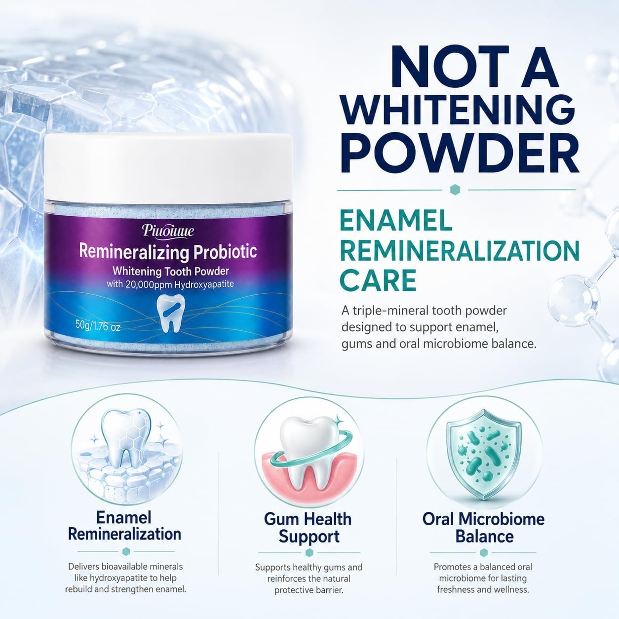 Remineralizing Tooth Powder 20,000ppm Hydroxyapatite | Enamel Support, Gum Care,