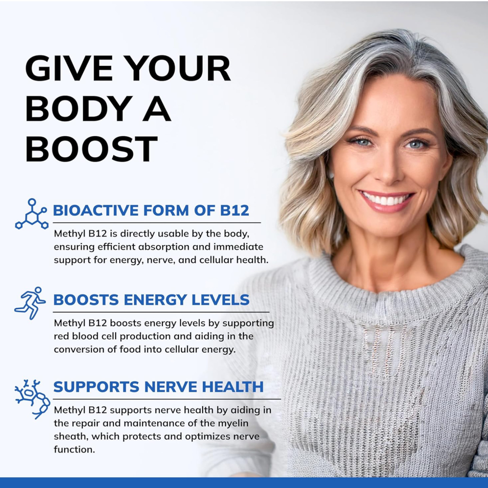 Vitamina B12 5000 MCG | Aumenta la energía, apoya la función cerebral y cardíaca