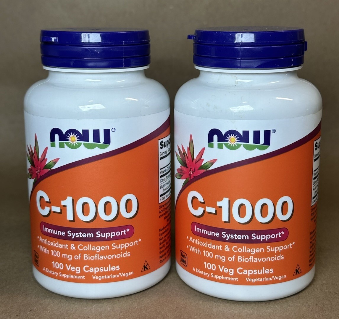 (2bottles!) Vitamin C-1000 With rose hips, 100 Tabs By Now Foods 06/2028