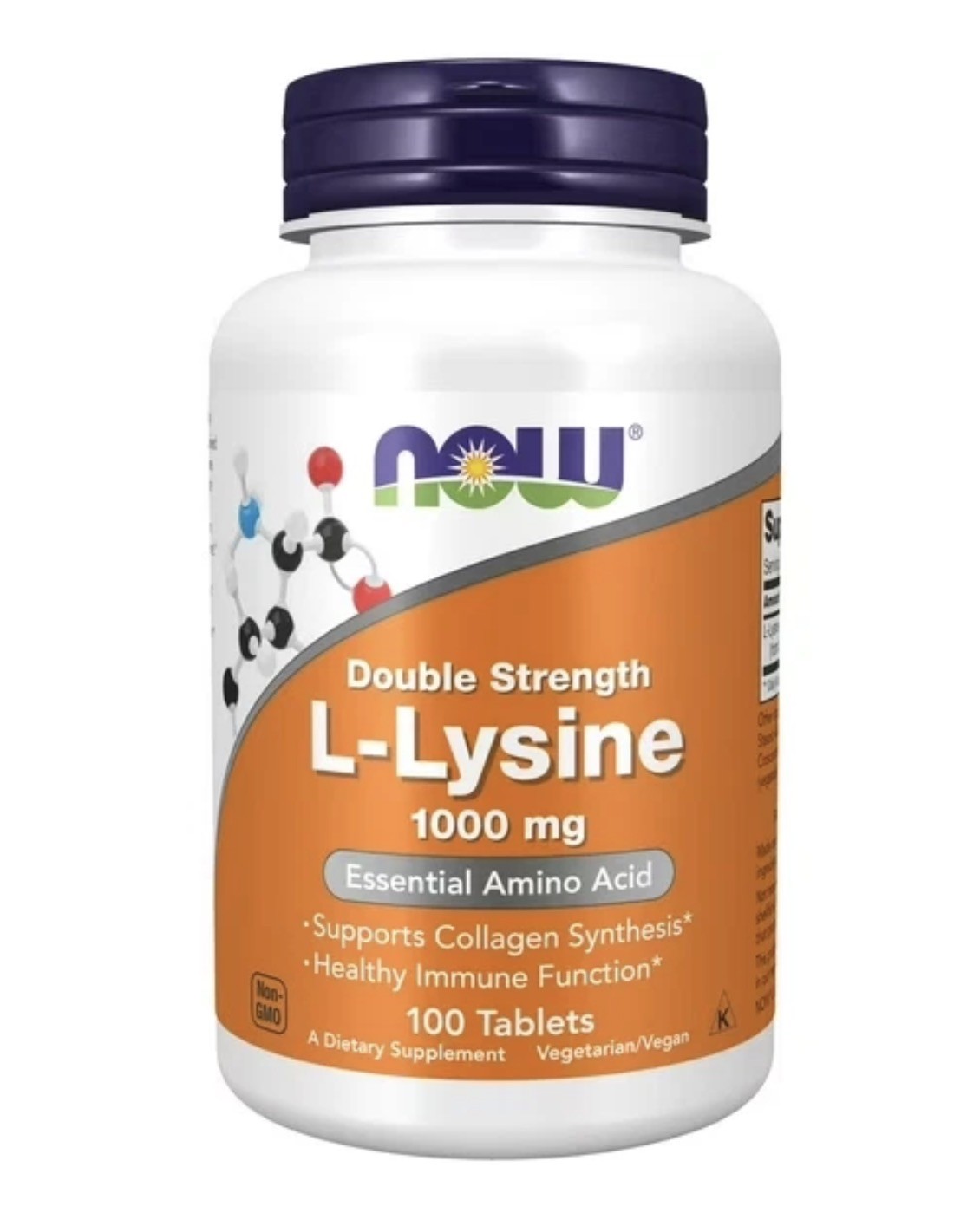 NOW FOODS L-Lysine, Double Strength 1000 mg – 100 Tablets