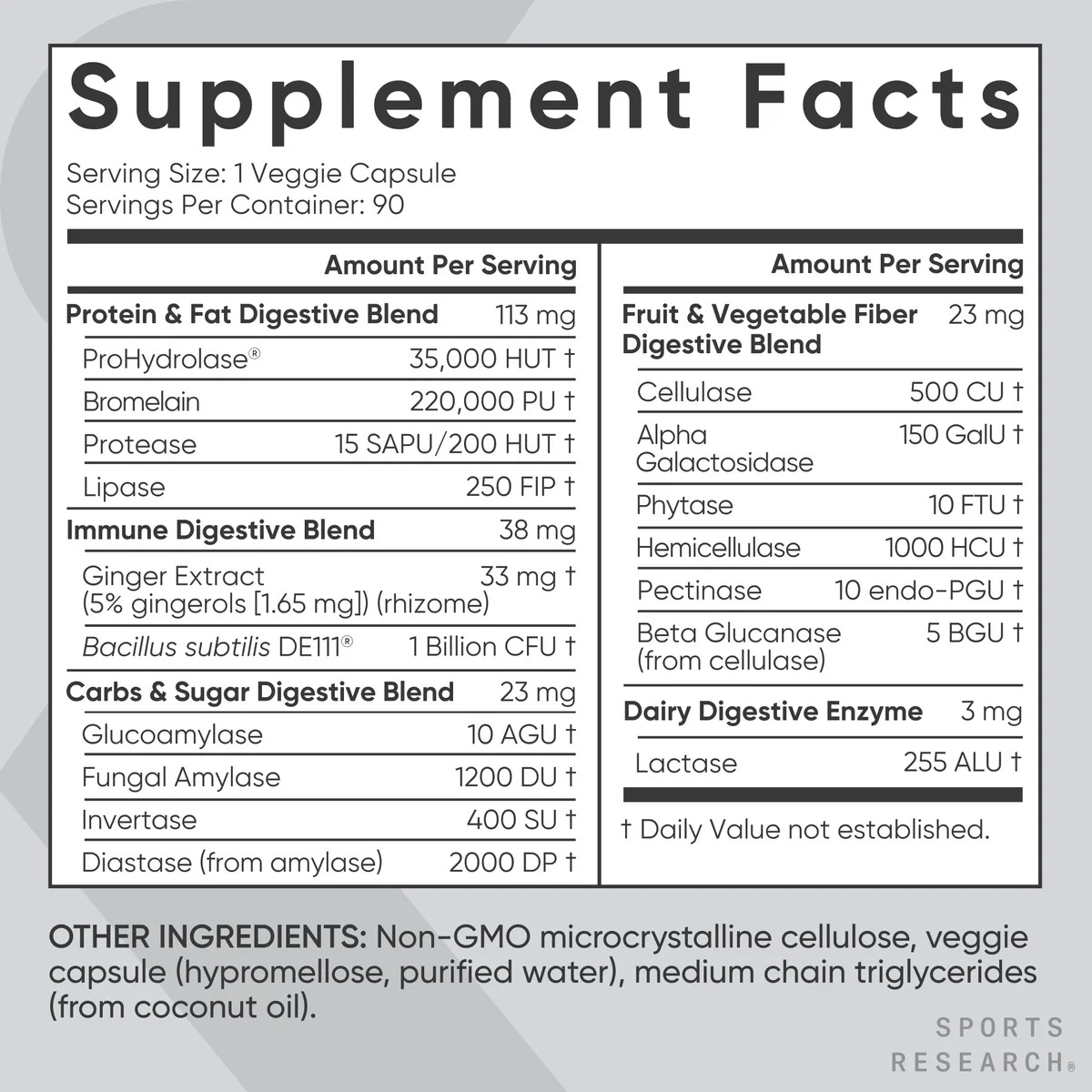 ® Digestive Enzymes with Probiotics & Ginger – Plant Based Vegan Certified Non-G