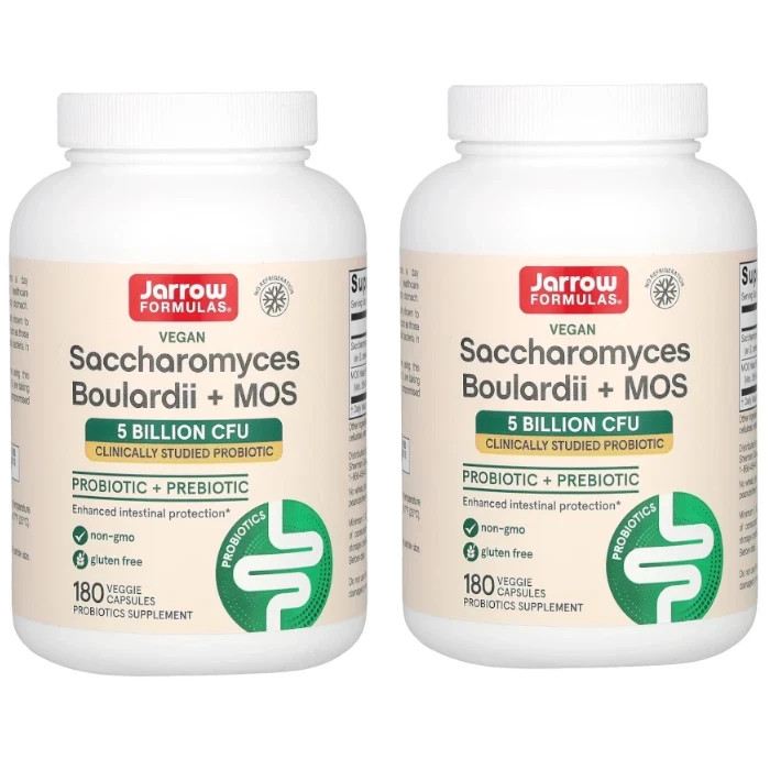 Jarrow Saccharomyces Boulardii + MOS 180 vcaps Each (Pack of 2)