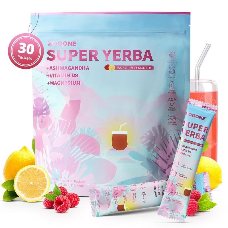Super Yerba | Yerba Mate Instant Tea Powder | RASPBERRY LEMONADE Flavor