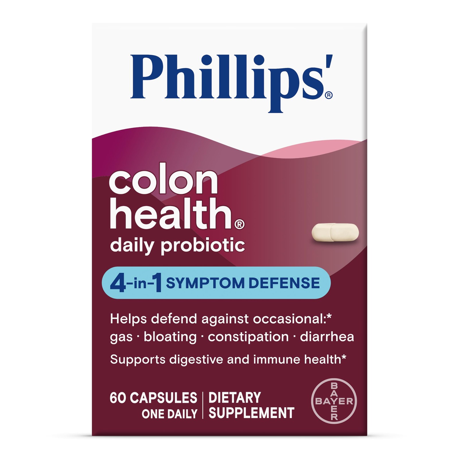 Phillips’ Colon Health Daily Probiotic Capsules, 4in1 Symptom Defense to help…