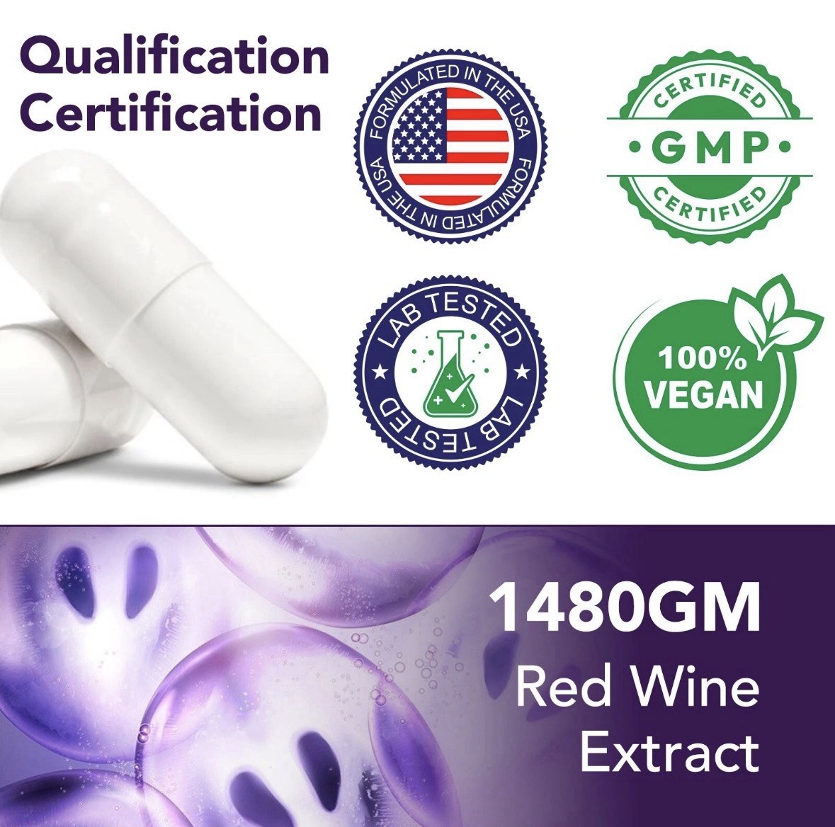 ✅High Purity Resveratrol Capsules 98% Trans-Resveratrol Supplement 🍇✅