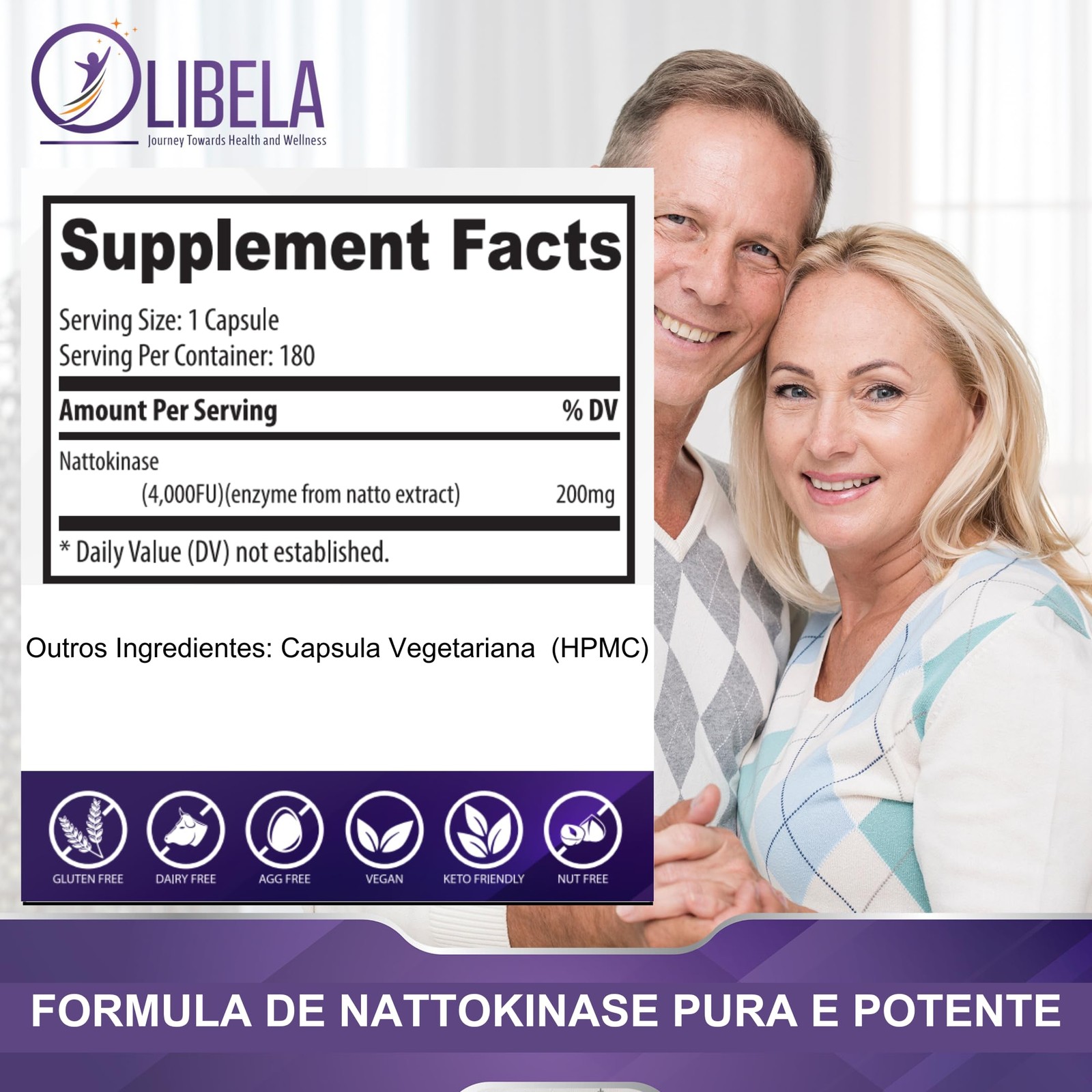 OLIBELA Nattokinase 4,000 FU 180 Capsules 180 Count (Pack of 1), Neutral